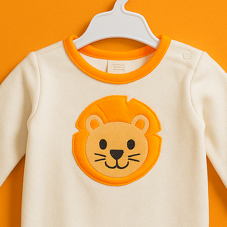 Body Suit For Baby | Orange Lion Romper - Image 3