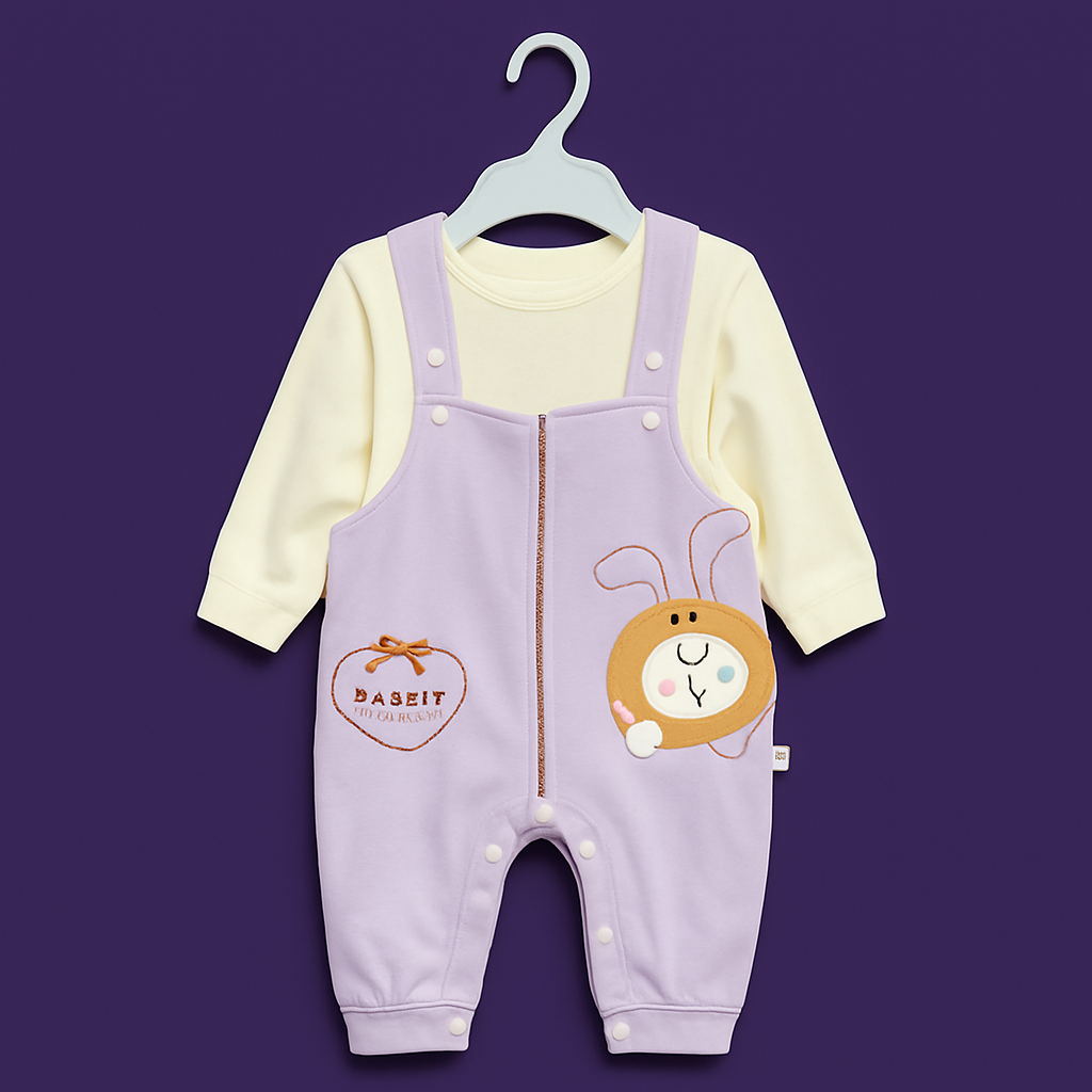 Baby Body Suit with Separate T-Shirt | Adjustable Strap | Pink - Image 2