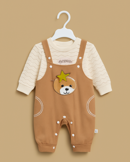 Baby Body Suit with Separate T-Shirt | Adjustable Strap | Brown