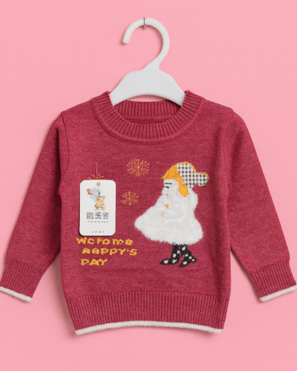 Baby Sweater | Peach and Dark Purple | Sweater for Baby