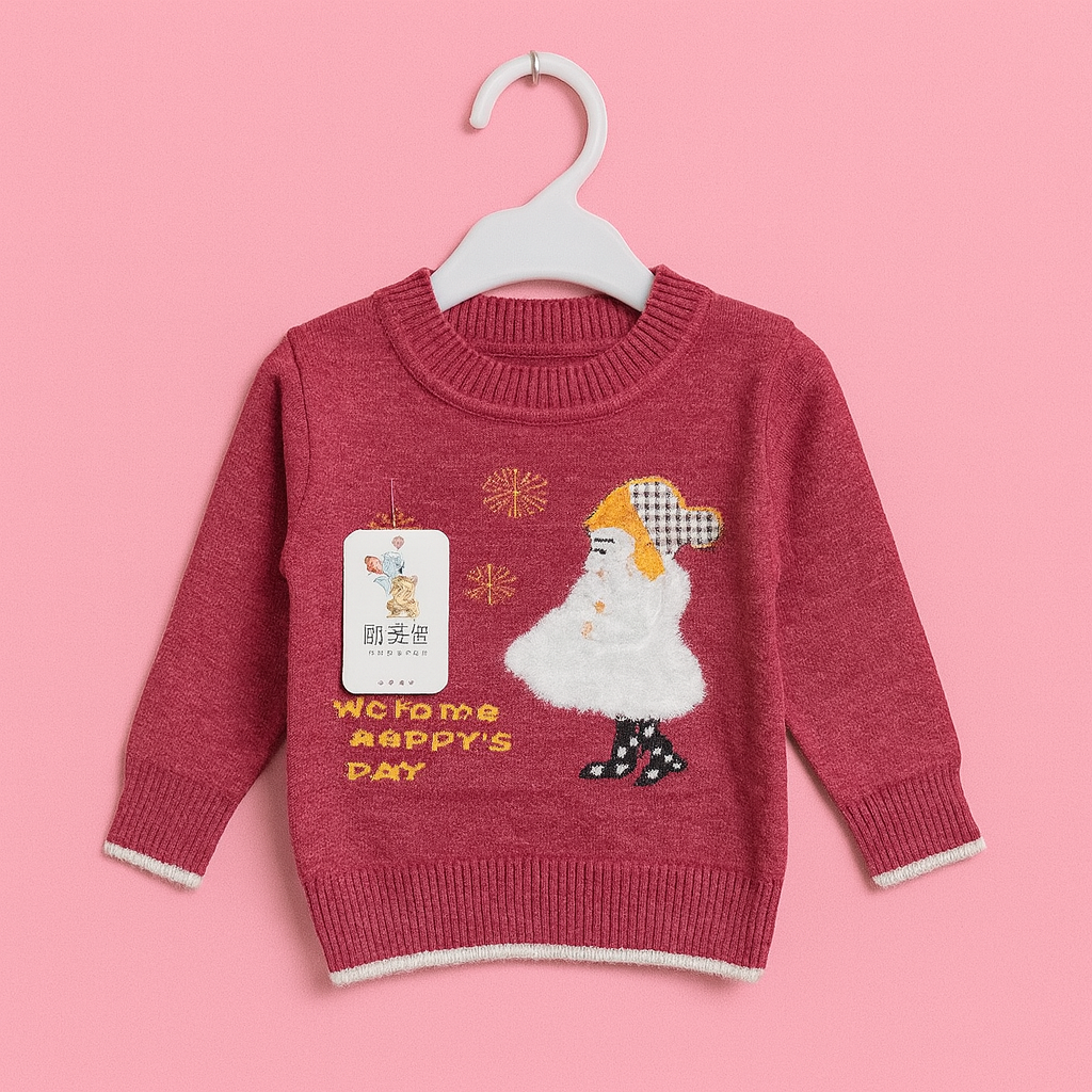 Baby Sweater | Peach and Dark Purple | Sweater for Baby