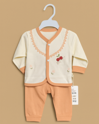 Baby Suit | Light Brown White | Soft Cotton Pajama Shirt