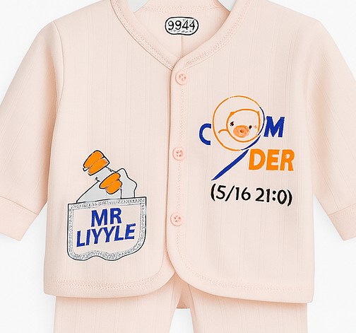 Baby Girl and Boy Suit | Light Pink Color | 100 % Cotton - Image 2
