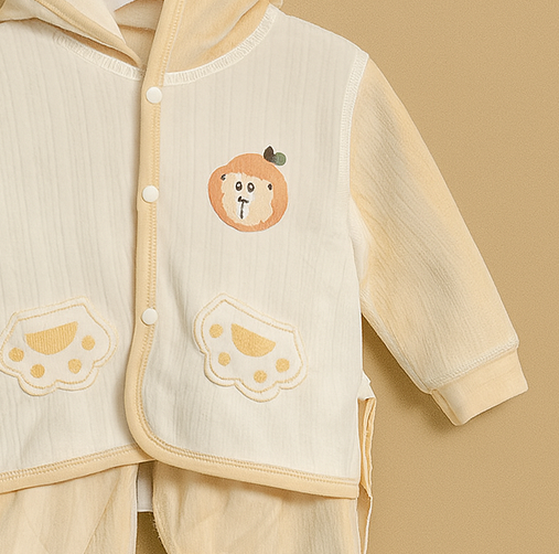 Baby Hoodie Suit With | Light Brown Nude Color| Winter Baby Clothes - Image 2
