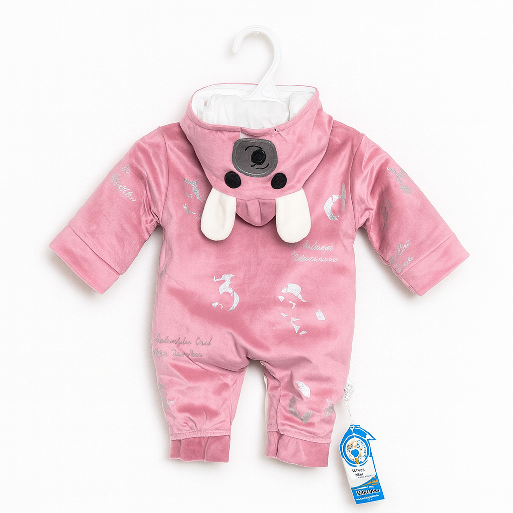 Baby Hoodie Body Suit With Shoes | Pink | New Born Baby Clothes - Image 4