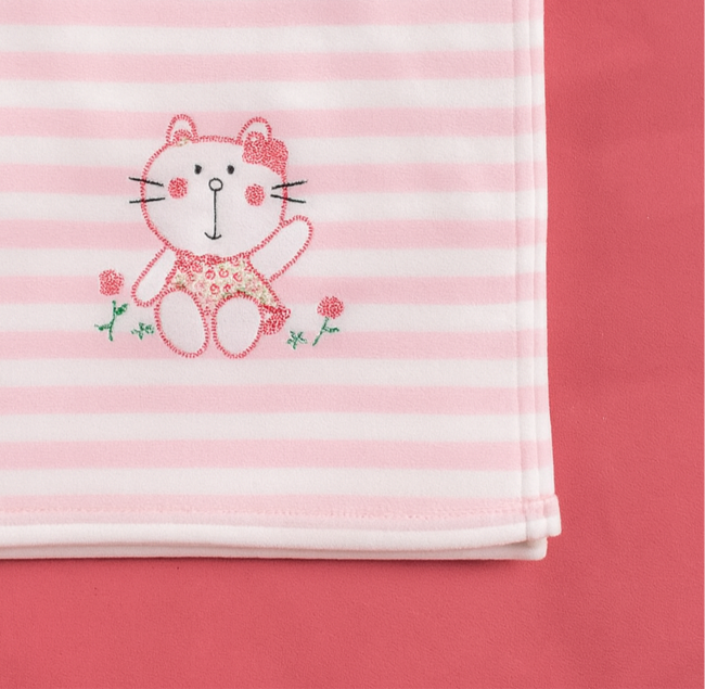 Winter Blanket for Baby | Imported Pink White Stripe Blanket For infants - Image 2
