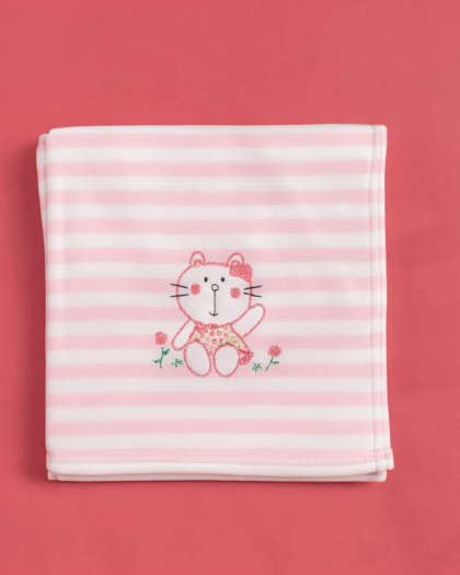 Winter Blanket for Baby | Imported Pink White Stripe Blanket For infants