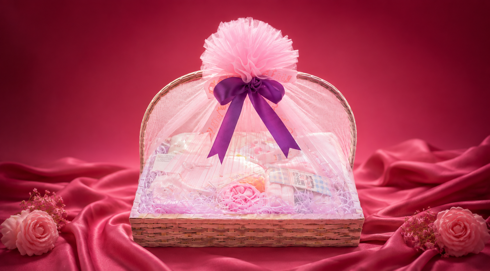 Pink gift set basket