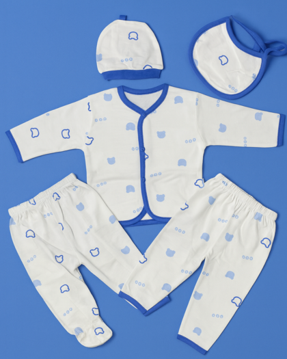 5 Piece Set  | Blue White | Pure Cotton | Imported