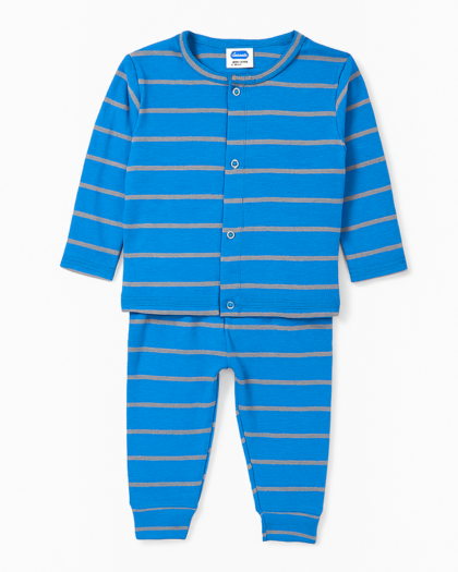 Full Sleeves Pajama Set for Baby Boy - Girl | Cotton | Blue Stripes | Lounge Wear for Toddlers | Night Suit Full Sleeves Pajama Set for Baby Boy - Girl | Cotton | Blue Stripes | Lounge Wear for Toddlers | Night Suit