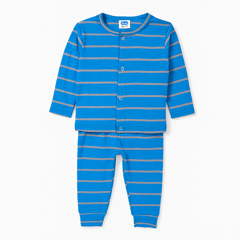 Full Sleeves Pajama Set for Baby Boy – Girl | Cotton | Blue Stripes | Lounge Wear for Toddlers | Night Suit Full Sleeves Pajama Set for Baby Boy – Girl | Cotton | Blue Stripes | Lounge Wear for Toddlers | Night Suit