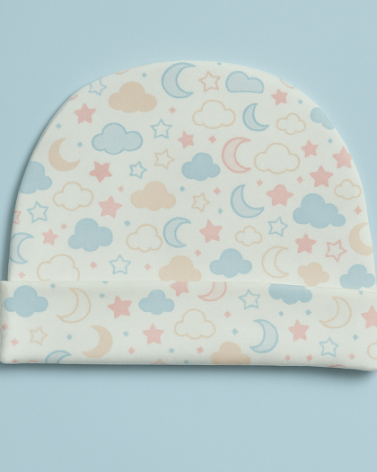 Pink Blue Cloud Design Cap for Baby Boys |  Girls | New Born Baby Caps