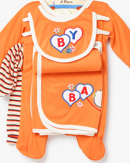 Newborn Baby Starter Set – 7 Piece Orange | Imported Baby Clothes in Pakistan