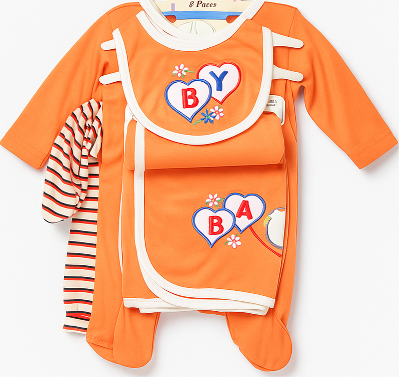 Newborn Baby Starter Set – 7 Piece Orange | Imported Baby Clothes in Pakistan